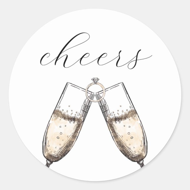 Adesivo Toste Bubbly Champanhe Elegante Chuveiro de Noiva (Frente)