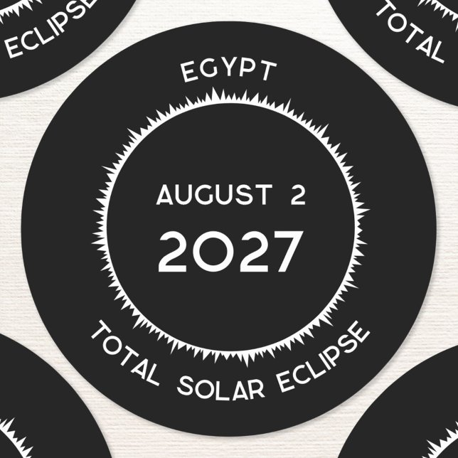 Adesivo Total de Eclipse Solar 2027 Egito (Total solar eclipse August 2nd 2027 Egypt custom text sticker)