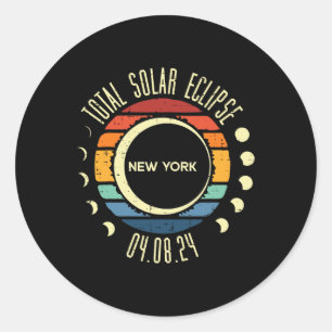 Adesivo Total de Eclipse Solar Nova Iorque Retro 04.08.24