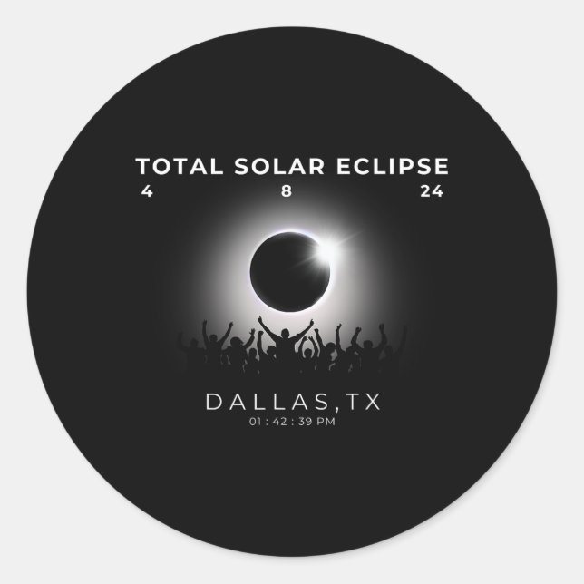 Adesivo Total de Eclipse Solar Totality Dallas Texas Wat 2 (Frente)