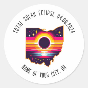 Adesivo Total do Eclipse Solar 0408 2024 Ohio Custom City