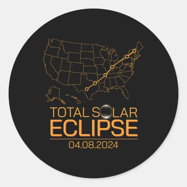 Adesivo Total do Eclipse Solar Abril 8 2024 Totalidade do  (Frente)