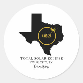 Adesivo Total Solar Eclipse 2024 Custom Name, City Texas