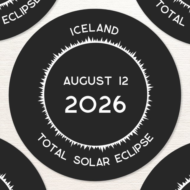 Adesivo Total Solar Eclipse 2026 Islândia (Total Solar Eclipse August 12 2026 Iceland custom text sticker)