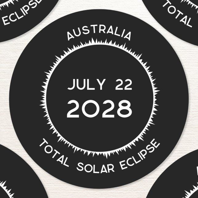 Adesivo Total Solar Eclipse 2028 Austrália (Total solar eclipse july 22nd 2028 Australia custom text sticker)