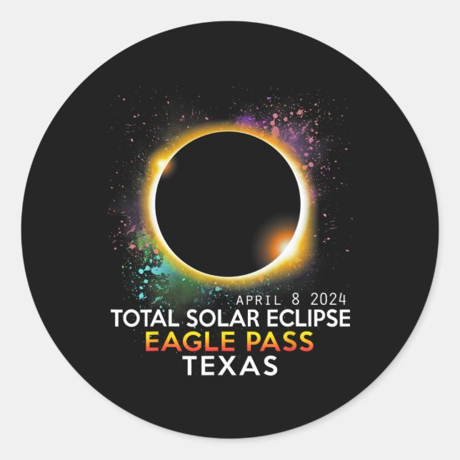 Adesivo Totalidade de Águia Solar Eclipse Passando no Texa (Frente)