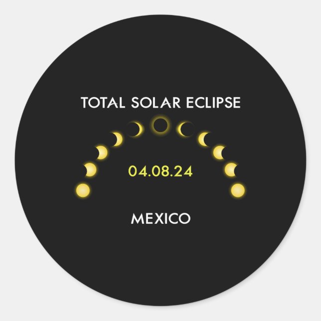 Adesivo Totalidade - Eclipse Solar Fases do Eclipse México (Frente)