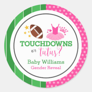 Adesivo Touchdowns ou Tutus Gender Revement Party