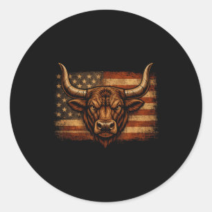 Adesivo Touro angustiado bandeira americana western countr