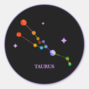 Adesivo Touro-Arco-Íris Zodíaco Negro Taurus