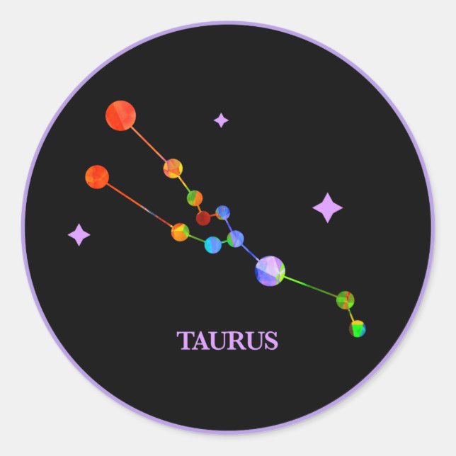 Adesivo Touro-Arco-Íris Zodíaco Negro Taurus (Frente)