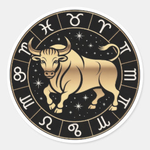 Adesivo Touro Constelação Zodíaco Elegante Dourado Preto