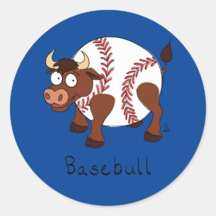 Adesivo Touro de desenho para crianças de beisebol Cute