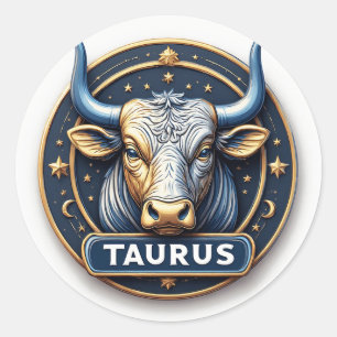 Adesivo Touro Emblema do Zodíaco Touro com Anel de Ouro
