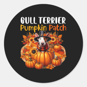 Adesivo Touro Terrier Cute Patch Ação de Graças Pumpkins C