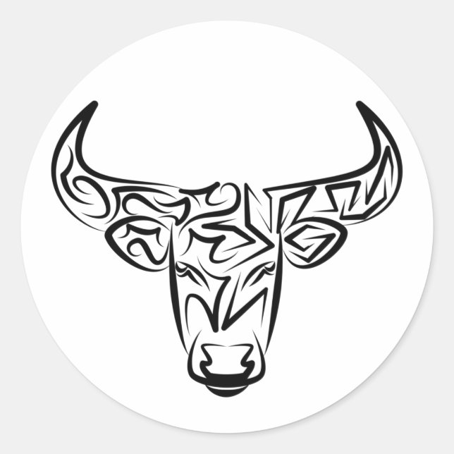 Adesivo Touro Tribal Negro e Branco / Ox (Frente)