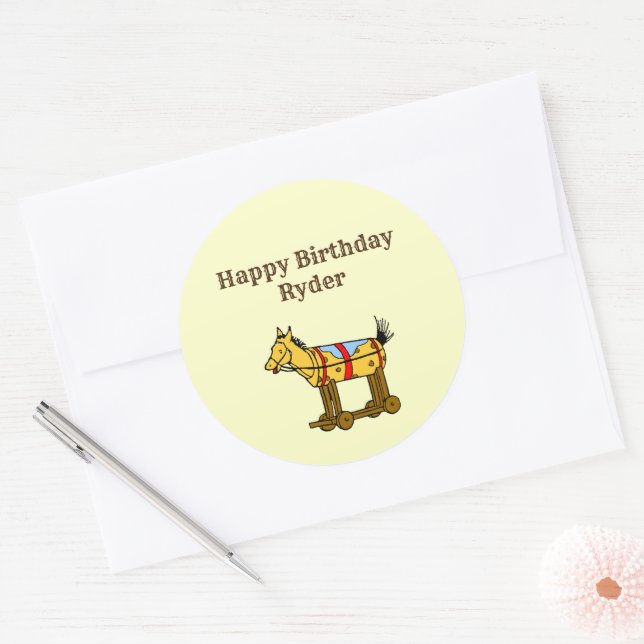 Adesivo Toy Horse Vintage Art Editable Western (Envelope)