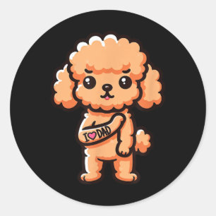 Adesivo Toy Poodle I Adoro Pai Engraçado Cachorro Tatuagem