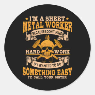 Adesivo Trabalhador De Folha De Metal Na Parte Traseira De