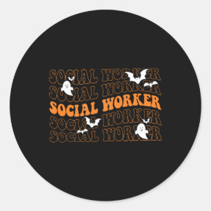 Adesivo Trabalhador Social da Groovy Ghost Halloween Socia