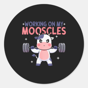 Adesivo Trabalhando no meu treino de músculos Moo