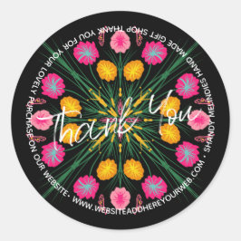 Adesivo Trabalho Colorido de Script Floral Obrigado