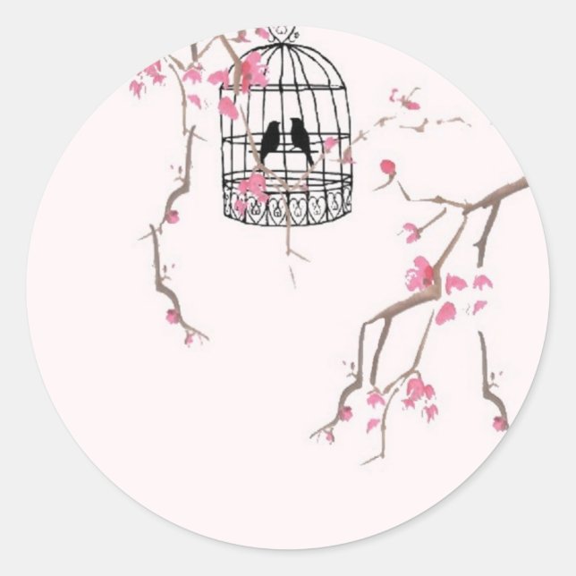 Adesivo Trabalho de arte de cerejeira original florada (Frente)