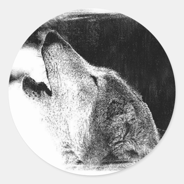 Adesivo Trabalho de arte de desenho do lobo da Cinza branc (Frente)