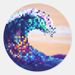 Adesivo Trabalho de arte de Onda Oceânica Pixelada