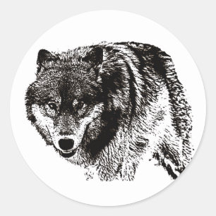 Adesivo Trabalho de arte de Preto e Branco do Lobo Selvage