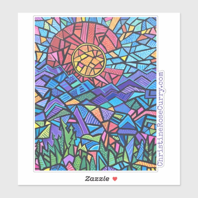 Adesivo Trabalho de arte Mosaico Colorida Paisagem do Colo (Folha)