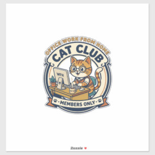 Adesivo Trabalho de Escritório de Casa Gato Presente para