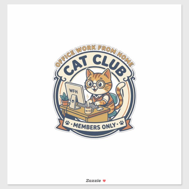 Adesivo Trabalho de Escritório de Casa Gato Presente para  (Folha)