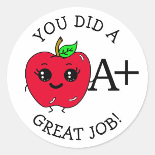 Adesivo Trabalho de Excelente, Professor A+ e Estudante