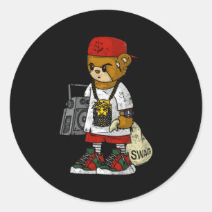 Adesivo Trabalho De Ursinho De Hip Hop Para Música Rap