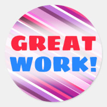 "TRABALHO EXCELENTE!" + Padrão de Stripes Púrpura,