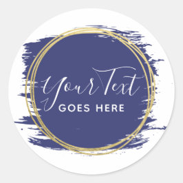 Adesivo Traço de pintura azul marinho e geometria Dourada 