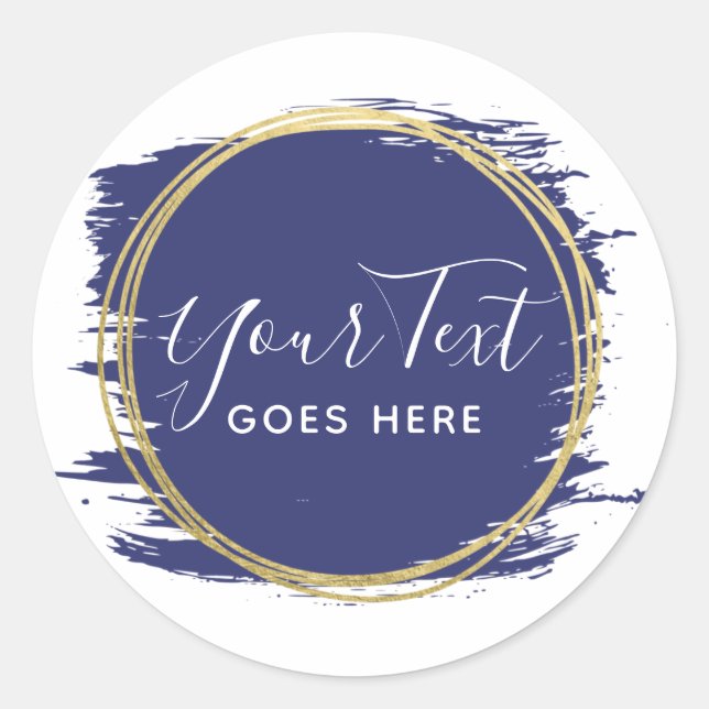 Adesivo Traço de pintura azul marinho e geometria Dourada  (Frente)