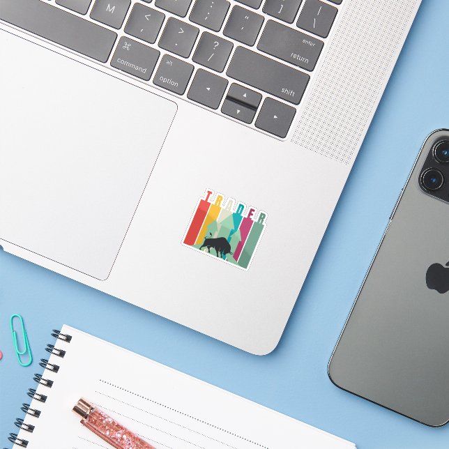 Adesivo Trader em mercado em alta | Design simples  (Notebook com iPhone)