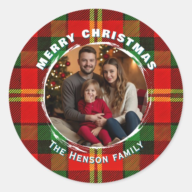 Adesivo Traditional Personalized Family Photo Plaid  (Frente)