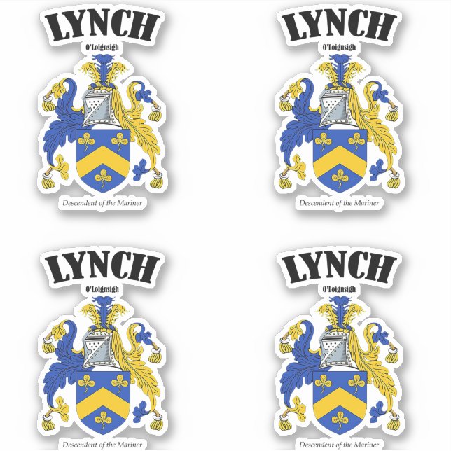 Adesivo Tradução e significado irlandês do Lynch Crest (x4 (Frente)