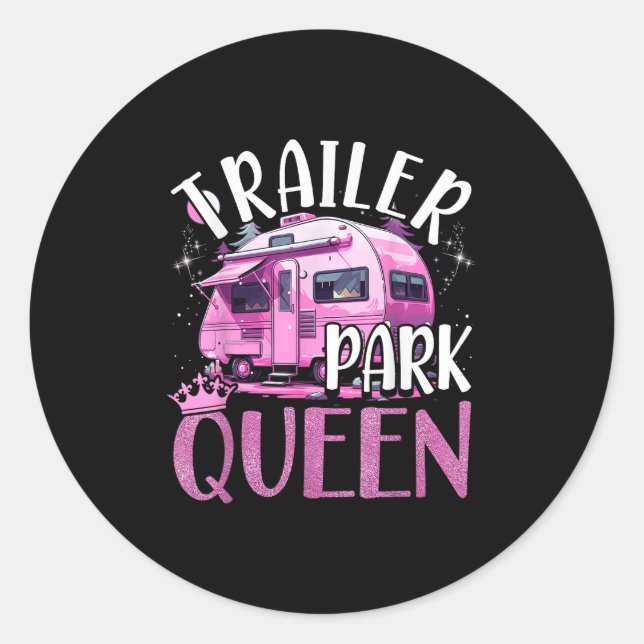 Adesivo Trailer Park Queen Funny Camping Pink Trailer Cara (Frente)