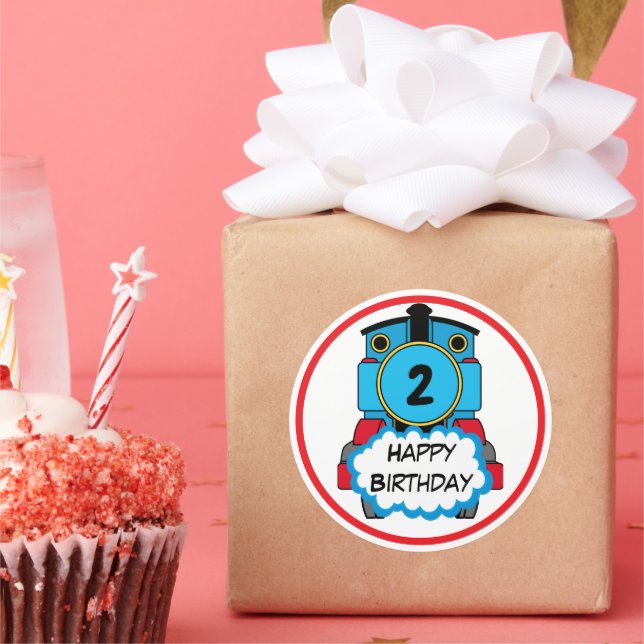 Adesivo Train Happy Birthday round Sticker (Festa)
