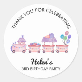 Adesivo Train Thank You Cupcake Birthday Party Sticker