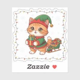 Adesivo Traje de Elfo Gato Ajudante do Papai Noel Natal 