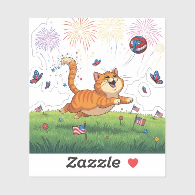 Adesivo Traje de honra - Gato de 4 de julho (Folha)