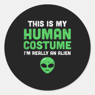 Adesivo Traje Humano de Halloween Sou Alien Engraçado Home