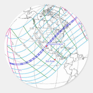 Adesivo Trajeto global do eclipse solar 2024 totais