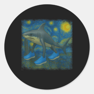 Adesivo Tralalalero Tralala Funny Shark Van Gogh Starry Ni