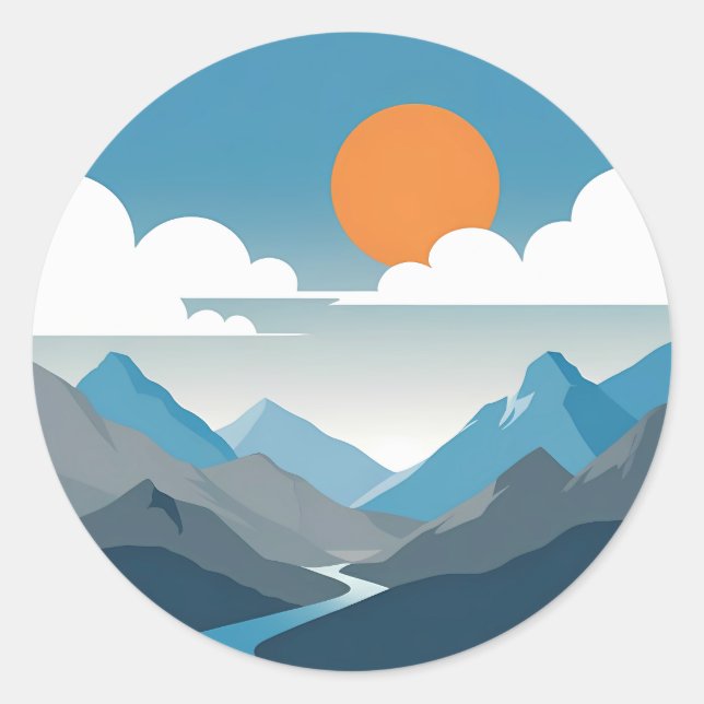 Adesivo Tranquil Horizon | Minimal Mountain Landscape Art (Frente)